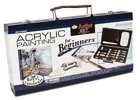 Akrylové barvy - sada 25 ks, dřevěný kufr