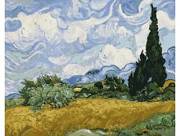 Pole s cypřiši - Van Gogh